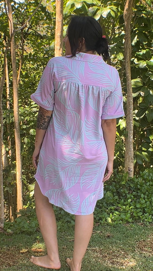 Aloha Shirt Dress - Palm Radiance
