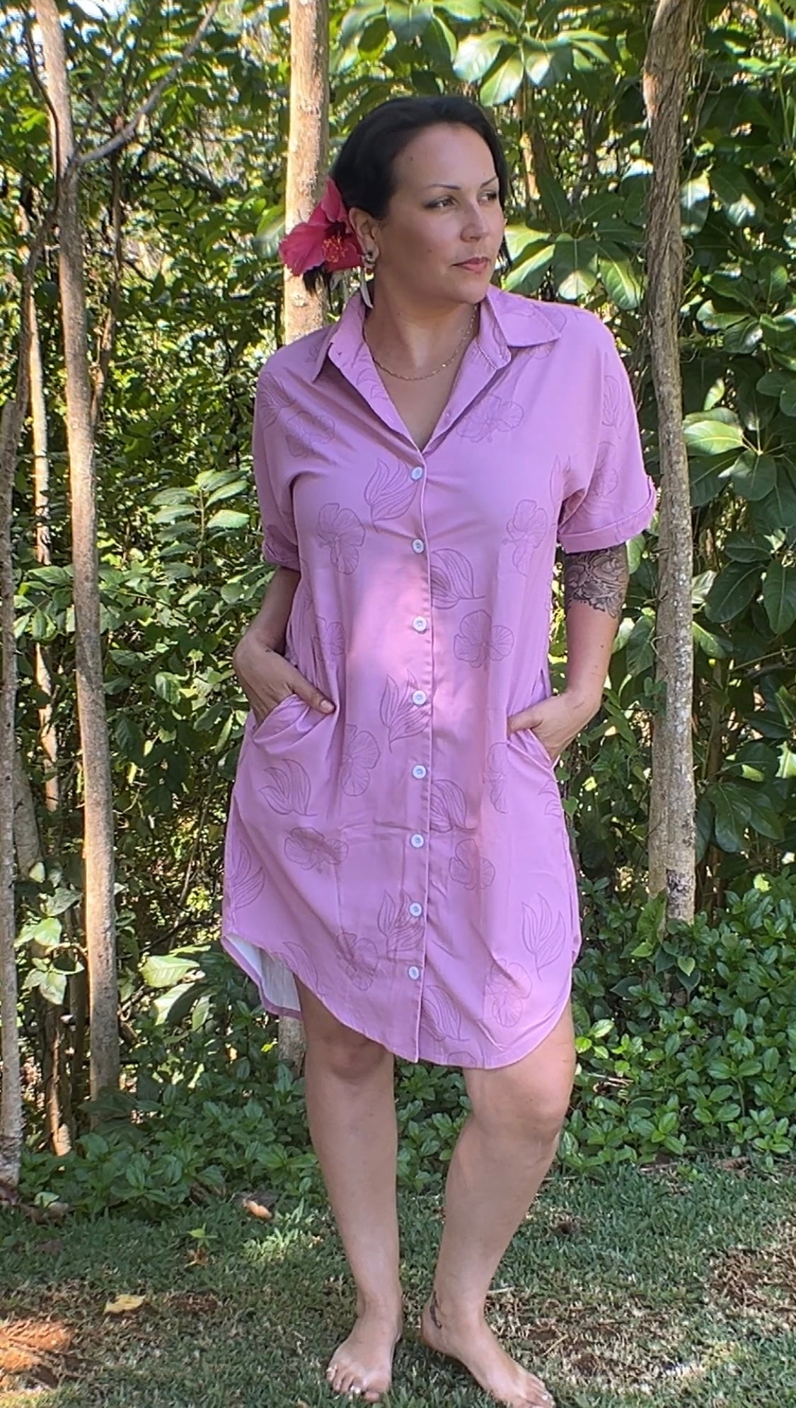 Aloha Shirt Dress - Petal Rush
