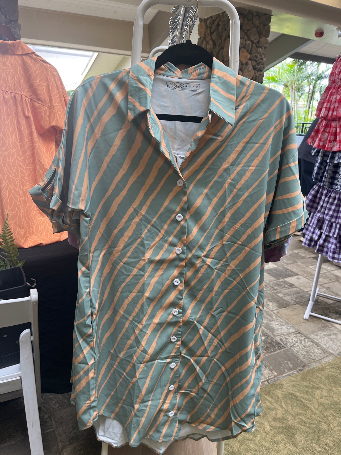 Aloha Shirt Dress - Palm Shadow