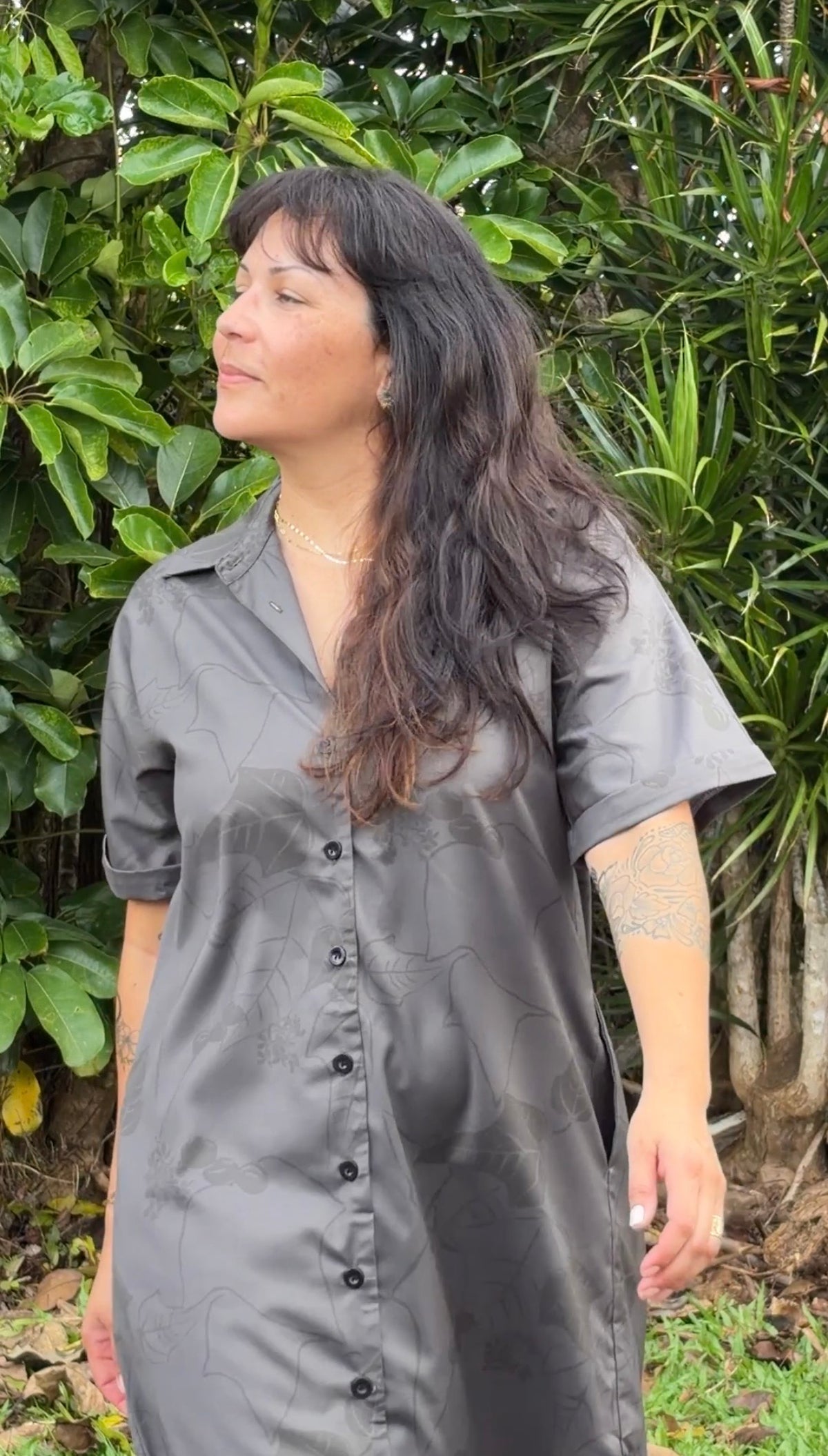 Aloha Shirt Dress - Kukui Trace in Smoke