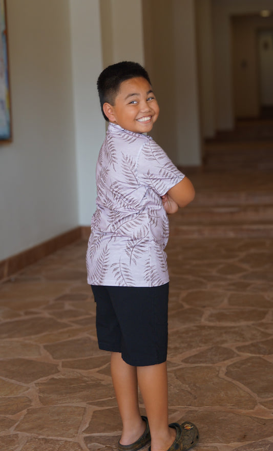 Keiki Aloha Polo - Shadow Fern in Sand