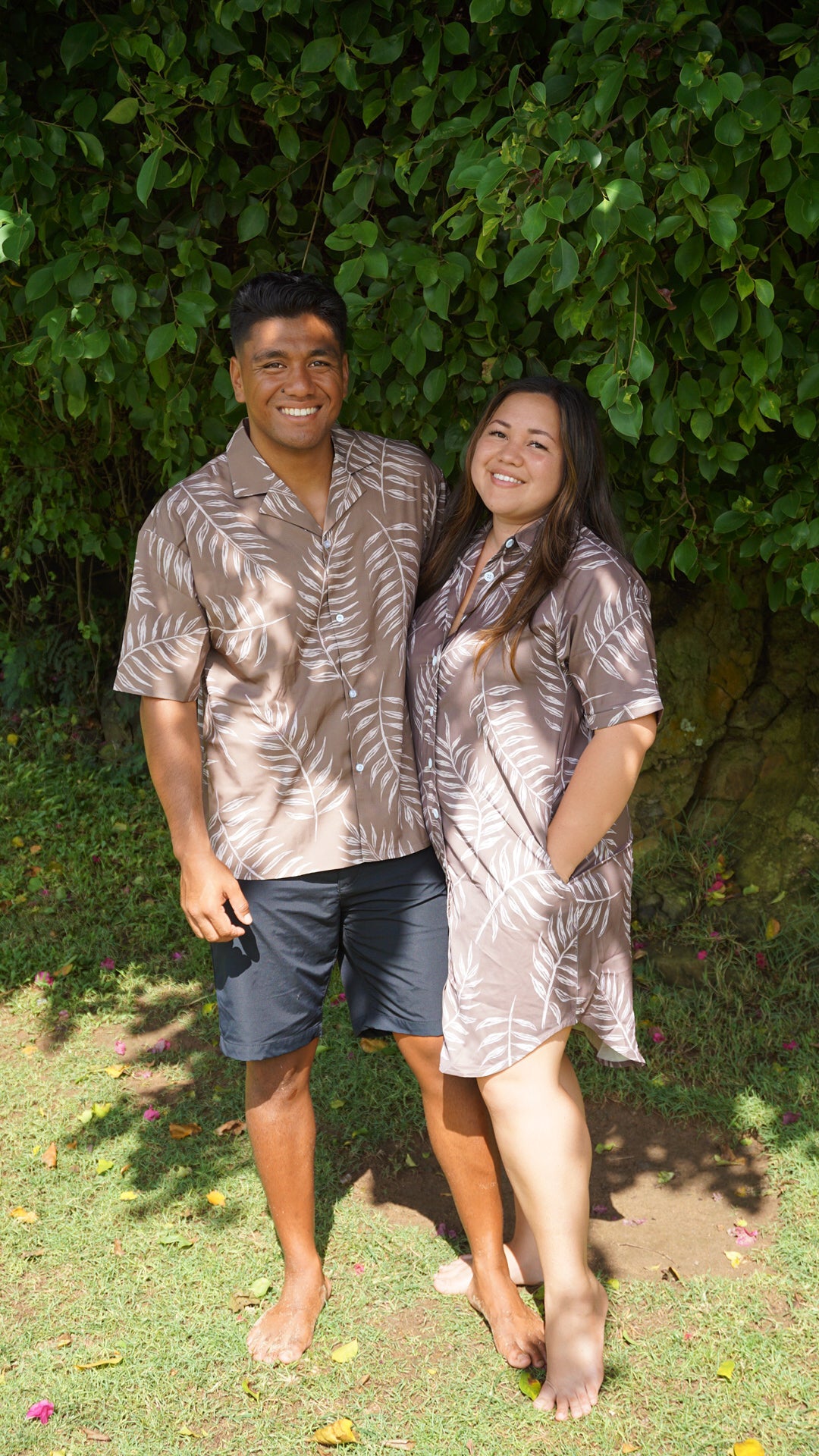 Men’s / Unisex Aloha Shirt - Shadow Fern in Coco
