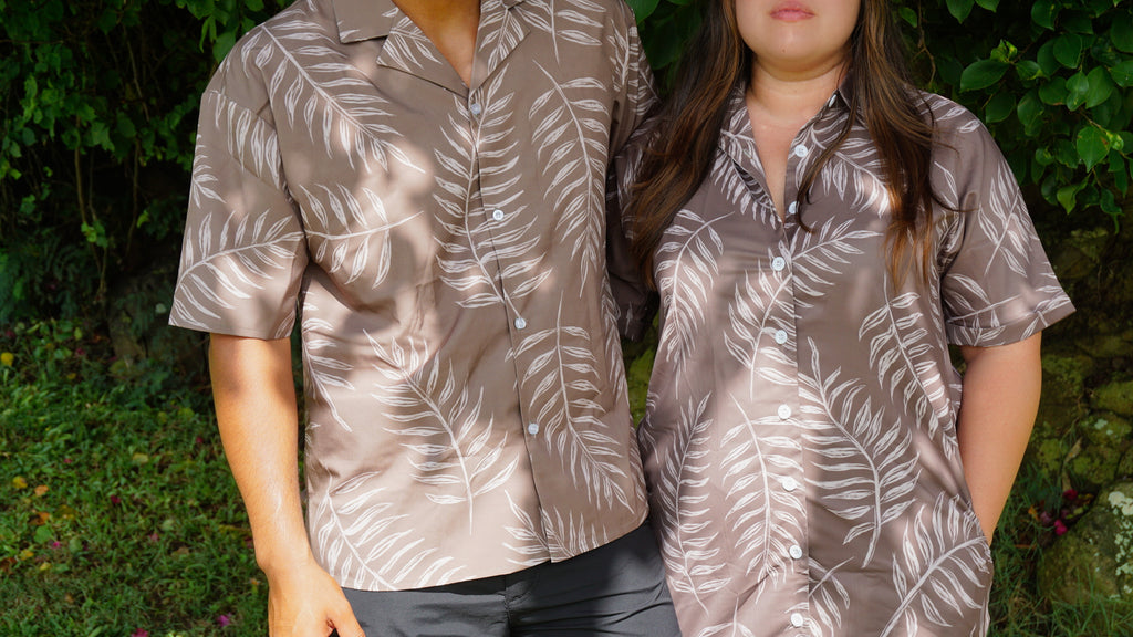 Men’s / Unisex Aloha Shirt - Shadow Fern in Coco