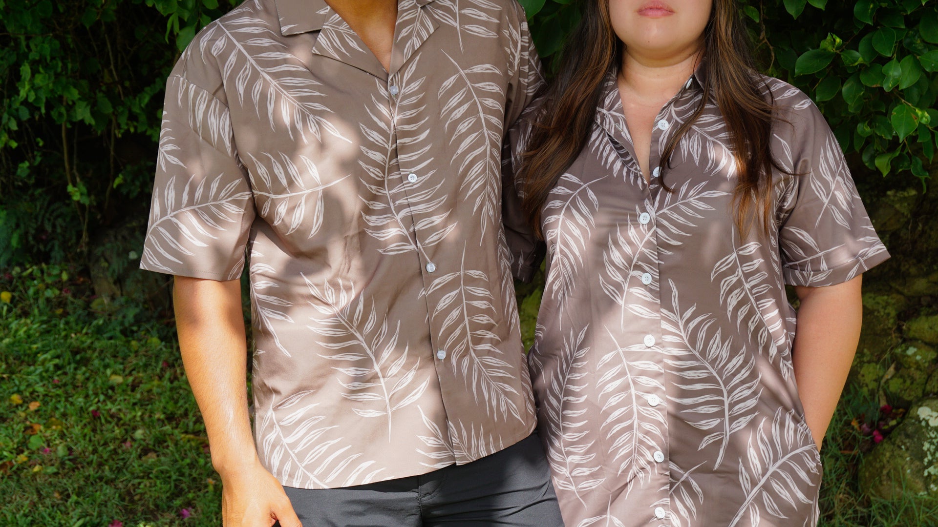 Aloha Shirt Dress - Shadow Fern in Coco
