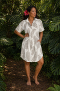 Aloha Shirt Dress - Shadow Fern Cream