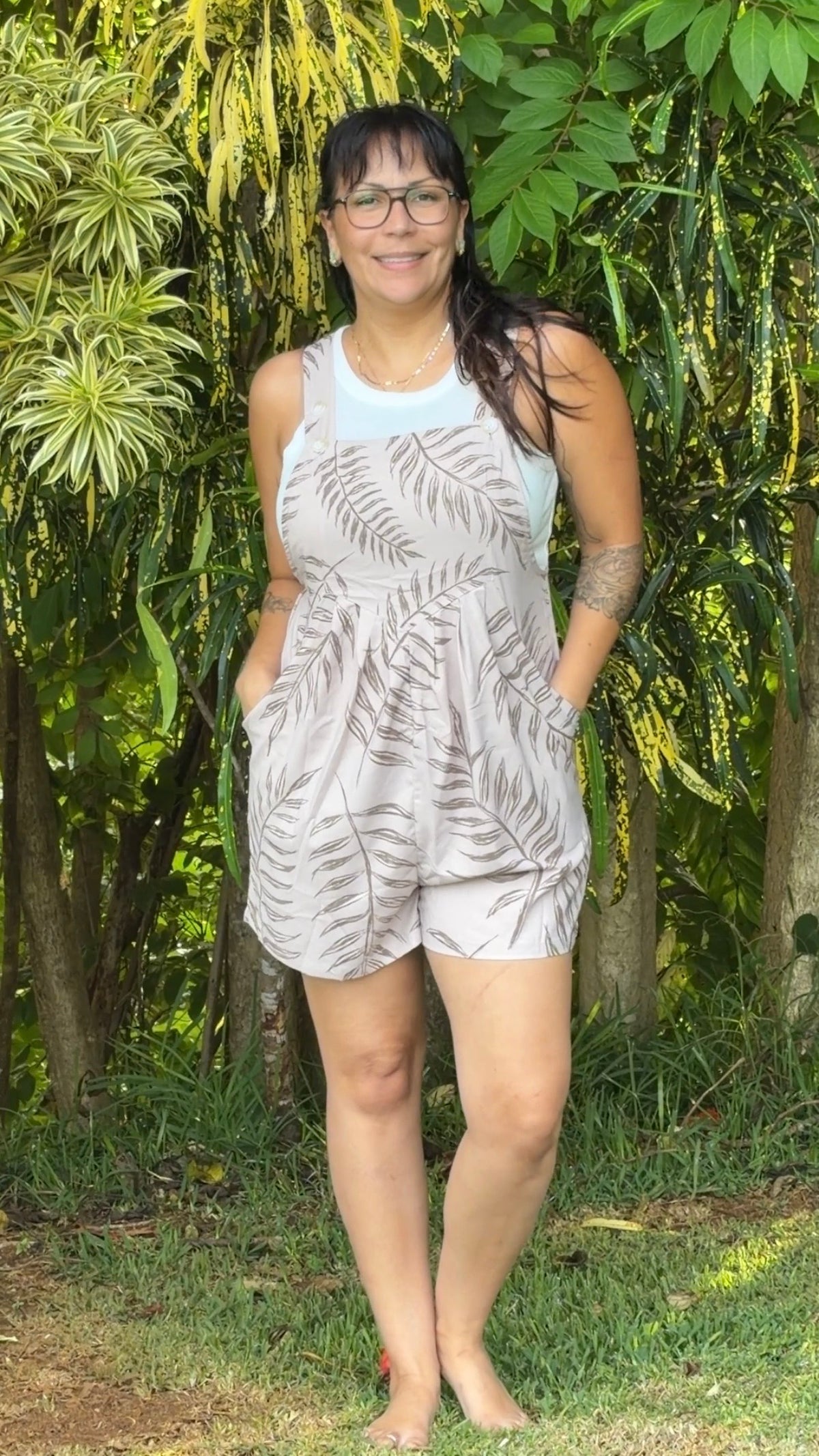Island Drift Romper | Shadow Fern Sand